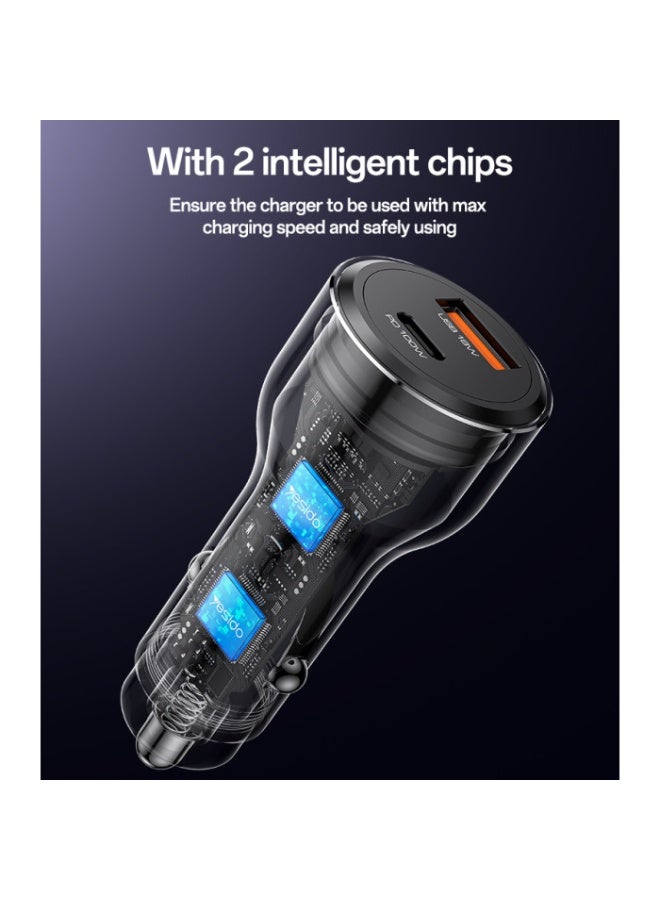 Yesido 100W PD USB C Car Charger, Super Fast Car Charger Adapter with 100W Type-C + 18W QC3.0 USB Port, Compatible with iPhone 15/14/13, Samsung S24/S23, MacBook, iPad, Tablets, Laptops & More** - Image 3