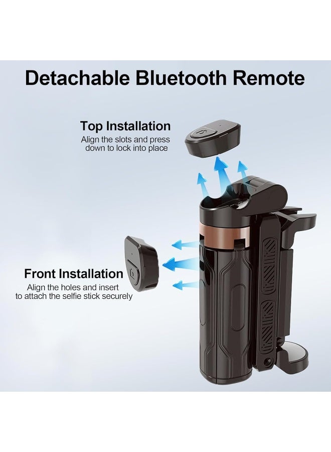 عصا سيلفي صغيرة، حامل ثلاثي القوائم محمول للهاتف، قابل للتمديد حتى 40 سم، مزود بجهاز تحكم عن بعد لاسلكي، قابل للدوران 360 درجة، متوافق مع هواتف آيفون وأندرويد. - Image 2