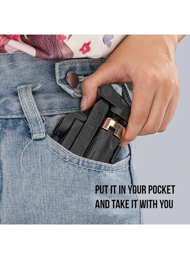 عصا سيلفي صغيرة، حامل ثلاثي القوائم محمول للهاتف، قابل للتمديد حتى 40 سم، مزود بجهاز تحكم عن بعد لاسلكي، قابل للدوران 360 درجة، متوافق مع هواتف آيفون وأندرويد. - Image 3