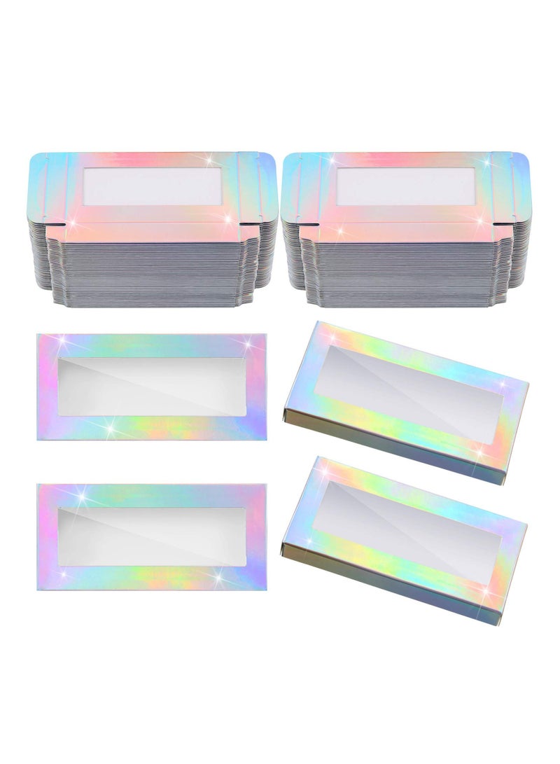 Empty Eyelash Case Box Packaging Empty Eyelash Box Glitter Paper Cardboard Box Plastic Eyelash Storage Box False Lash Case Holder Cosmetic Oil Bottle Storage Box (Colorful)