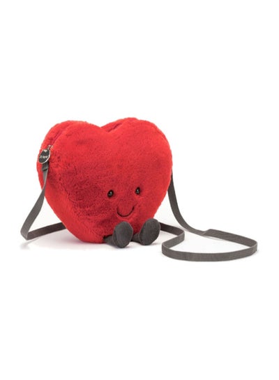 Jellycat Amuseables Heart Bag 15cm – Soft Plush Red Heart Crossbody Bag with Smiling Face for Kids, Gifts & Everyday Use