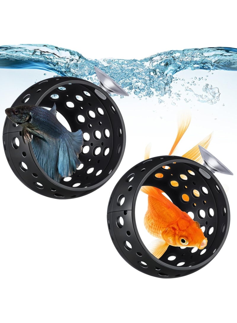 SYOSI Betta Fish Tank Decor, Aquatic Ornaments with Suction Cups, Natural Betta Bulb Hideout and Leaf Hammock for Small Aquarium, Safe Hollow Cave for Shrimp, Fry, Habitat Enrichment (2-Pack) - Image 1