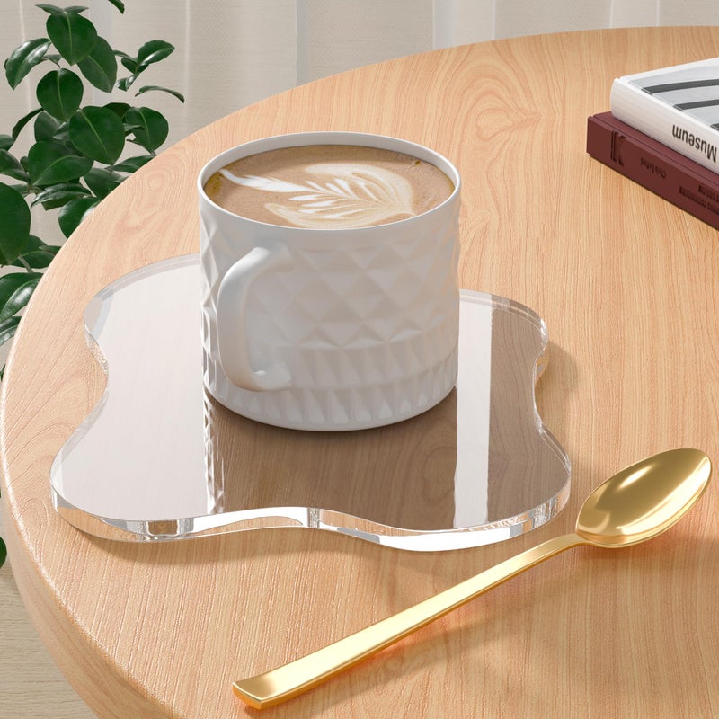 Leadiy Acrylic Coaster Decorative Plates Irregular Bar Drink Coaster Clear Cloud Shape Coffee Cup Coaster Perfect for Tabletop Protection and Accessories DisplayClear