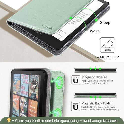 CoBak Stand Case for Kindle Paperwhite 12th Gen (7", 2024, SA568B SA569P) and Kindle Colorsoft Signature Edition – Not for 6.8" and 6" Models, Hand Strap, Auto Sleep Wake, Hard Shell, Snut Fit, Sage - Image 5
