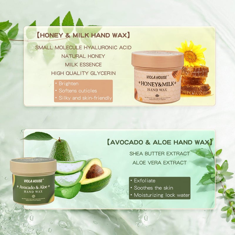 VIOLA HOUSE Hand Mask, Hand Peeling Masks, Hands Care Exfoliate Hydrating, Hands Skin Repair Renew Mask Wax for Cracked Hands, Dry, Aging Hands 150g(Honey & Milk) - Image 3