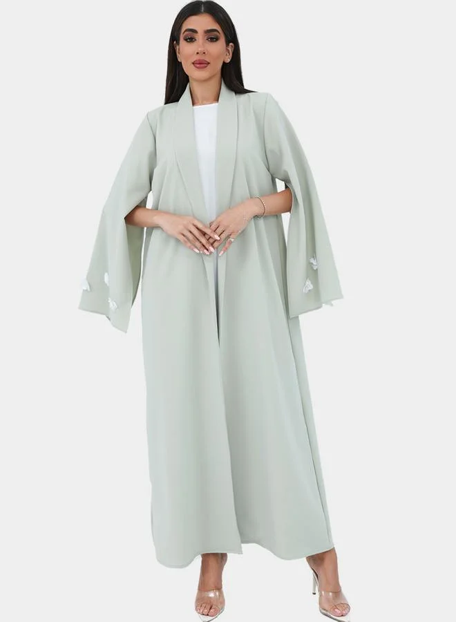 Elena by DStyle Elena by DStyle Embellished Cape Sleeve Label Collar A-Line Abaya