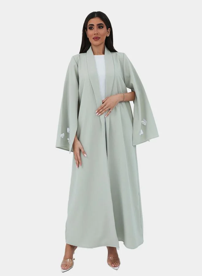 Elena by DStyle Elena by DStyle Embellished Cape Sleeve Label Collar A-Line Abaya