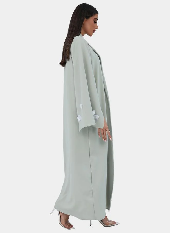 Elena by DStyle Elena by DStyle Embellished Cape Sleeve Label Collar A-Line Abaya