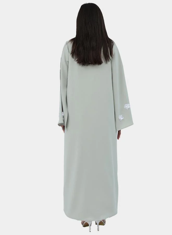 Elena by DStyle Elena by DStyle Embellished Cape Sleeve Label Collar A-Line Abaya