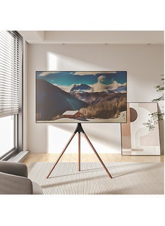 FlashHawk Floor TV Stand with 180° Swivel, VESA 600x600mm for 32-65" Screen Mounts | Steel & Beech Modern Design | Non-Slip Tripod Base​ - Black  - Image 5