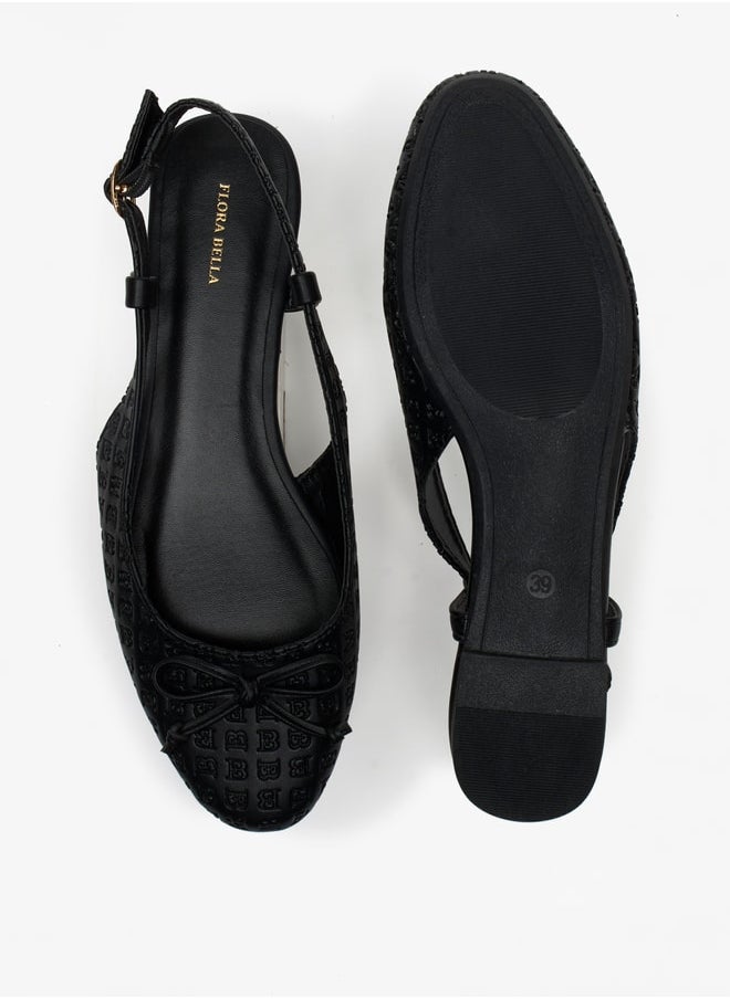 Flora Bella - Women's Textured Ballerina Shoes with Buckle Closure - Image 1