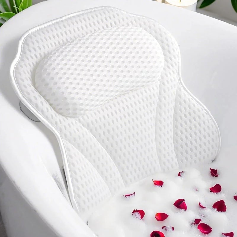 Idle Hippo Bath Pillow Luxury Bathtub Pillow, 4D Bath Tub Pillows for Head, Neck and Back Support, Tub Pillow for Bathtub with 6 Non-Slip Suction Cups, Relaxing Bath Accessories Spa Gifts 