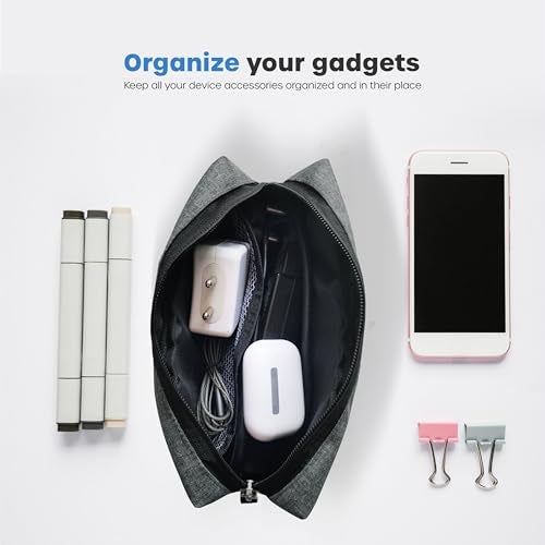 CRASOME Travel Organizer Gadget Case | Electronic Accessories Storage Pouch for Power Adapters, Cables, Dongle, Laptop Charger Pouch (CP2-Grey-Pack2) - Image 4