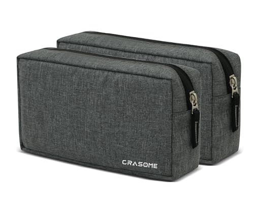 CRASOME Travel Organizer Gadget Case | Electronic Accessories Storage Pouch for Power Adapters, Cables, Dongle, Laptop Charger Pouch (CP2-Grey-Pack2) - Image 1