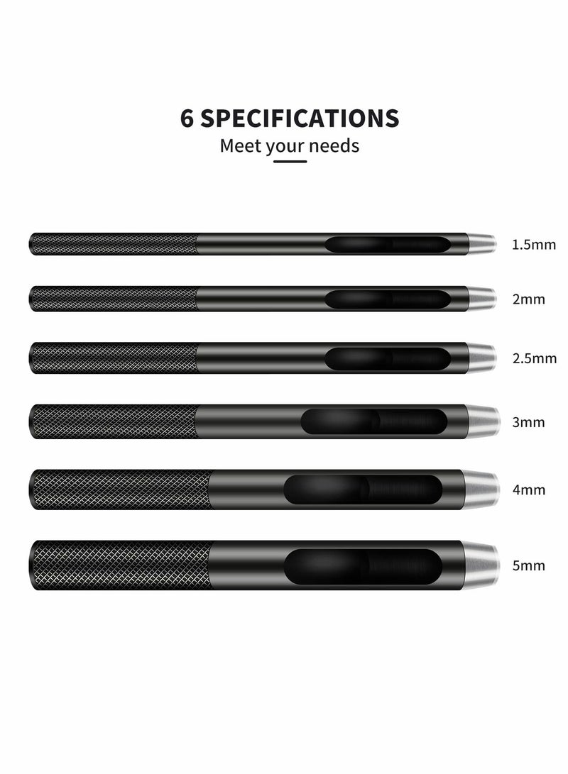 Excefore Leather Hole Punch, 6 Pcs Round Hollow Punch Set, Industrial Grade Black Punch  - Image 2