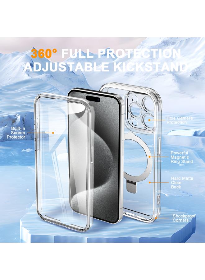 S-TOP Case For iPhone 15 Pro Max Skin Feel MagSafe Holder 360 Full Body Phone Case - Image 2