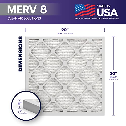 BNX TruFilter 20x20x1 Air Filter MERV 8 (6-Pack) - MADE IN USA – Dust & Pet Defense Electrostatic Pleated Air Conditioner HVAC AC Furnace Filters for Dust, Pet, Mold, Pollen MPR 600 – 700 & FPR 5 - Image 2