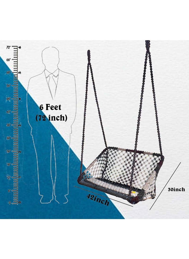 Marshland MARSHLAND Two Seater Swing Strong Metal Body Swing Chair Comfortable for Two Persons Suitable for Balcony Living Room Garden Indore and Outdoor Black White  - Image 5