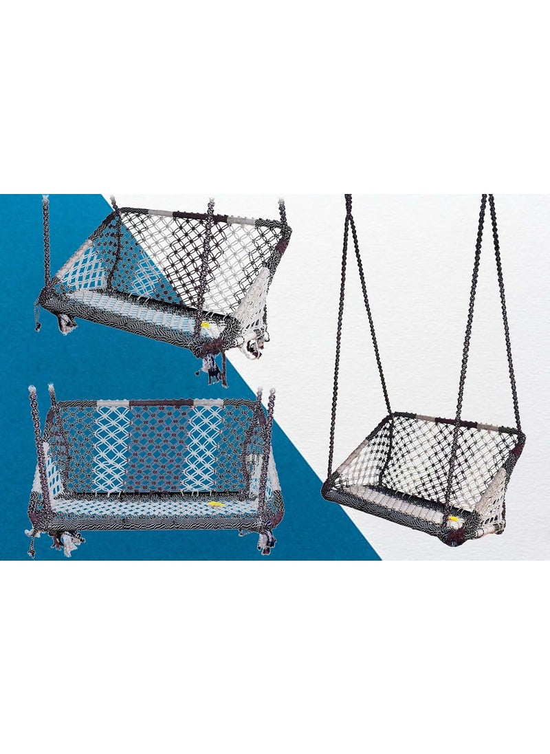 Marshland MARSHLAND Two Seater Swing Strong Metal Body Swing Chair Comfortable for Two Persons Suitable for Balcony Living Room Garden Indore and Outdoor Black White  - Image 3