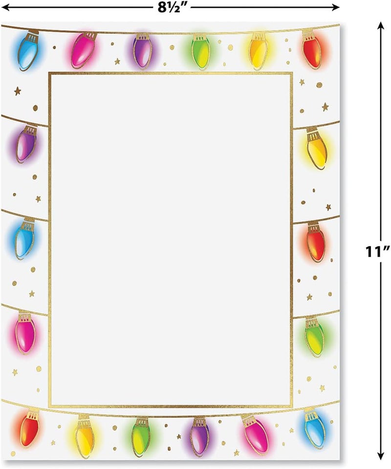 Current Foil Holiday Lights Letter Papers - Set of 25, Stationery Papers, 8.5" x 11", Computer Paper, 70# Text Paper, Holiday, Christmas, Invitations, Newsletters… - Image 2