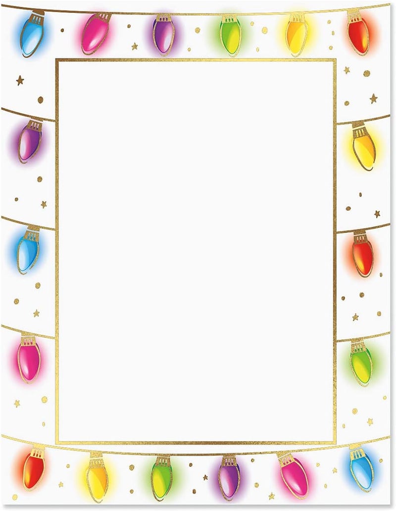 Current Foil Holiday Lights Letter Papers - Set of 25, Stationery Papers, 8.5" x 11", Computer Paper, 70# Text Paper, Holiday, Christmas, Invitations, Newsletters… - Image 1
