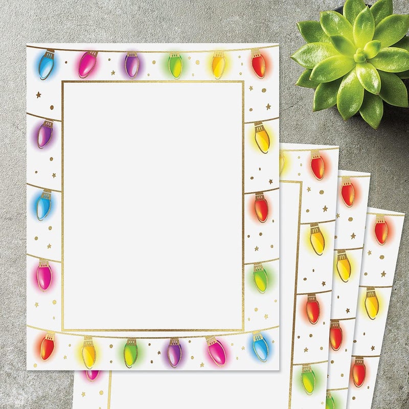 Current Foil Holiday Lights Letter Papers - Set of 25, Stationery Papers, 8.5" x 11", Computer Paper, 70# Text Paper, Holiday, Christmas, Invitations, Newsletters… - Image 5