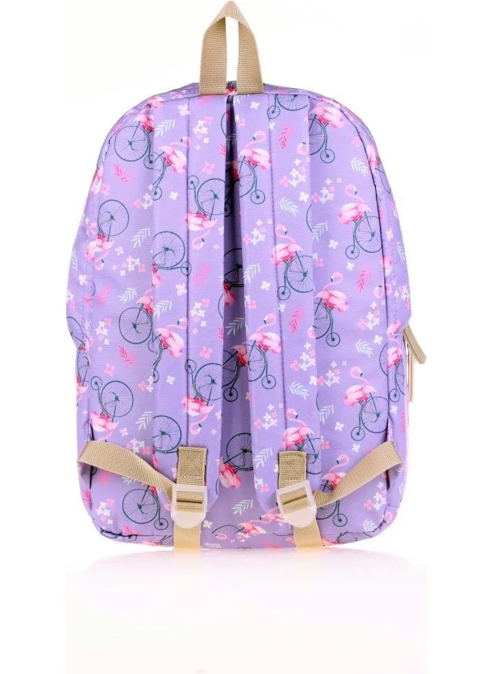 KAUKKO Nature Backpack Lilac Flamingo K1474
