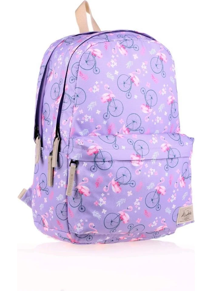 KAUKKO Nature Backpack Lilac Flamingo K1474