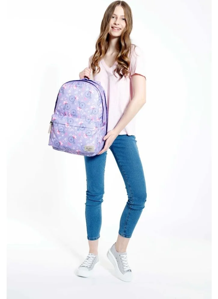 KAUKKO Nature Backpack Lilac Flamingo K1474