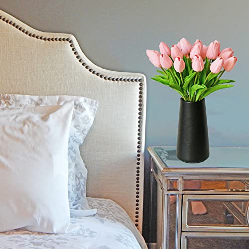 Mandy's Artificial Tulips 20 Stems Light Pink PU Faux Flowers for Wedding Home Decor 13.5 Inch - Image 4