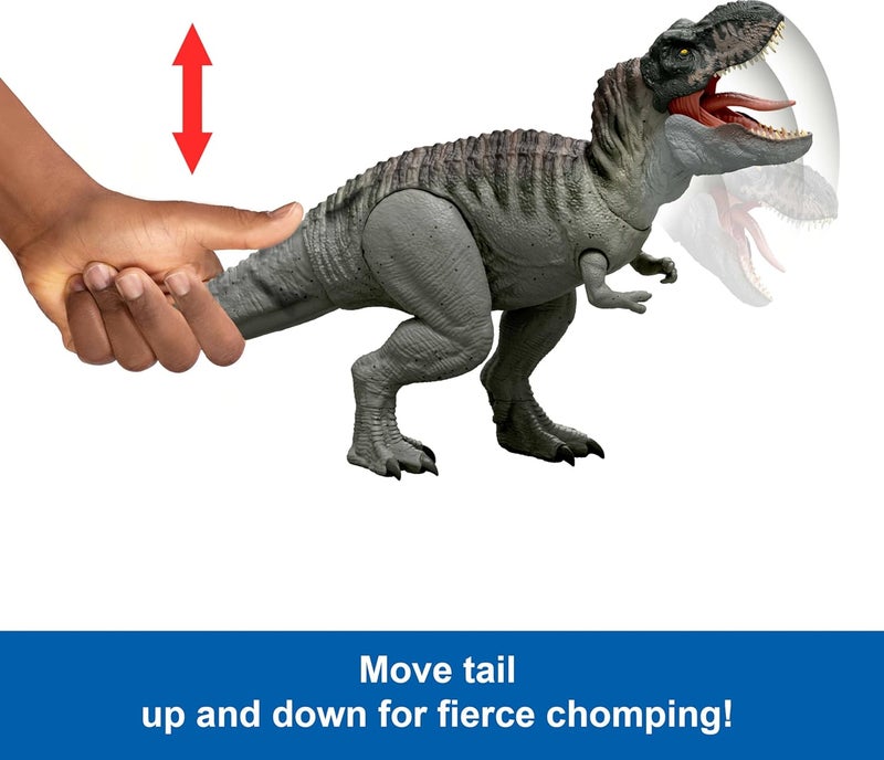 ماتيل جيمز Mattel Jurassic World: The Rebirth Power Eater Tyrannosaurus Rex Dinosaur Figure - with Tongue Activated Bite Attack, Light & Sound, Digital Fun JGB50 - Image 3