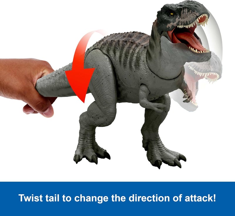 ماتيل جيمز Mattel Jurassic World: The Rebirth Power Eater Tyrannosaurus Rex Dinosaur Figure - with Tongue Activated Bite Attack, Light & Sound, Digital Fun JGB50 - Image 4