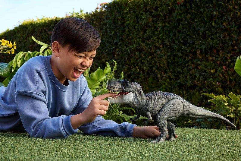 ماتيل جيمز Mattel Jurassic World: The Rebirth Power Eater Tyrannosaurus Rex Dinosaur Figure - with Tongue Activated Bite Attack, Light & Sound, Digital Fun JGB50 - Image 2