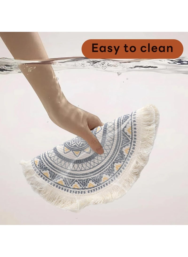 CMGTYYD 4Pcs Round Place mats, Cotton Place mats, Table Mats Set, Washable Place mats of Woven, Boho Table Mats for Outdoor(Colorful)  - Image 3