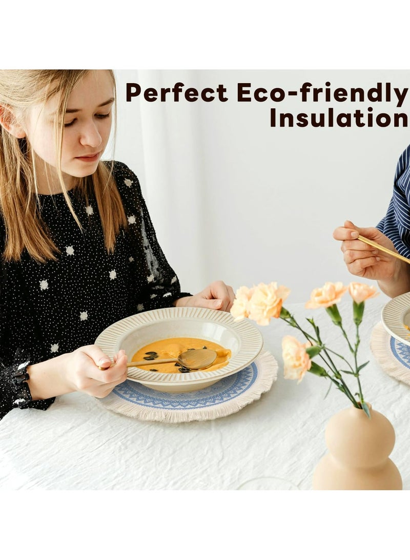 CMGTYYD 4Pcs Round Place mats, Cotton Place mats, Table Mats Set, Washable Place mats of Woven, Boho Table Mats for Outdoor(Colorful)  - Image 4