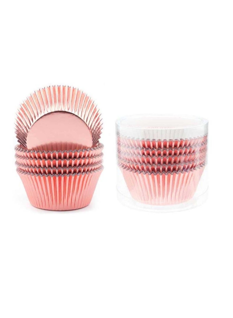 الواحة-TH 100 قطعة من بطانات الكب كيك من رقائق الألومنيوم، وورق علب المافن، وورق قوالب الكب كيك، وورق أكواب الخبز المقاومة للماء والزيت، وأكواب الخبز للمنزل أو الحفلات - Image 1