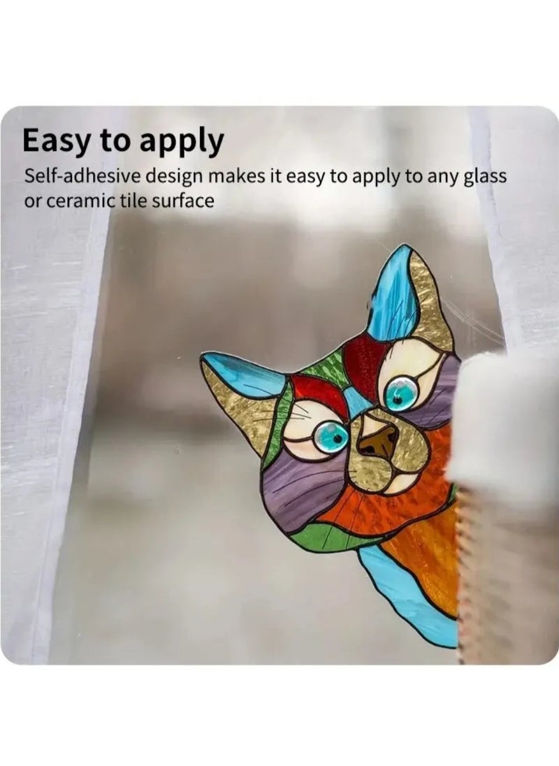 Generic - Self Adhesive Glass Window Sticker Waterproof And Moisture Proof Film Cat Shape Decor Suitable For Bedrooms Living Rooms Storefronts And Cars  Colored - Image 1