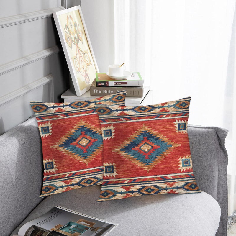 Britimes Britimes Throw Pillow Covers  Aztec Kilim Home Art Decor  18 x 18 Inches Set of 2 Cushion Couch Sofa Cases  Abstract Oil Painting Pillowcases for Bedroom  Living Room  Geometric Tribal Decorative  - Image 5