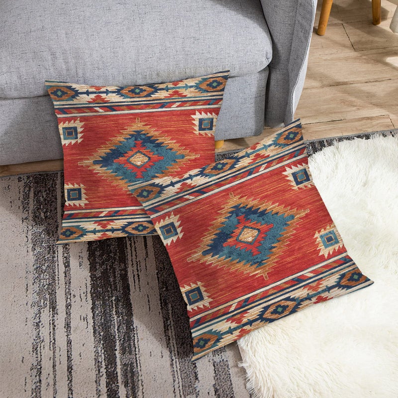 Britimes Britimes Throw Pillow Covers  Aztec Kilim Home Art Decor  18 x 18 Inches Set of 2 Cushion Couch Sofa Cases  Abstract Oil Painting Pillowcases for Bedroom  Living Room  Geometric Tribal Decorative  - Image 4