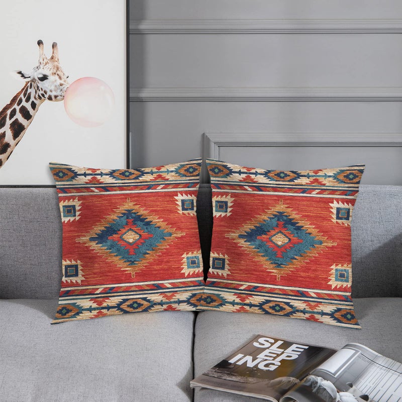Britimes Britimes Throw Pillow Covers  Aztec Kilim Home Art Decor  18 x 18 Inches Set of 2 Cushion Couch Sofa Cases  Abstract Oil Painting Pillowcases for Bedroom  Living Room  Geometric Tribal Decorative  - Image 3