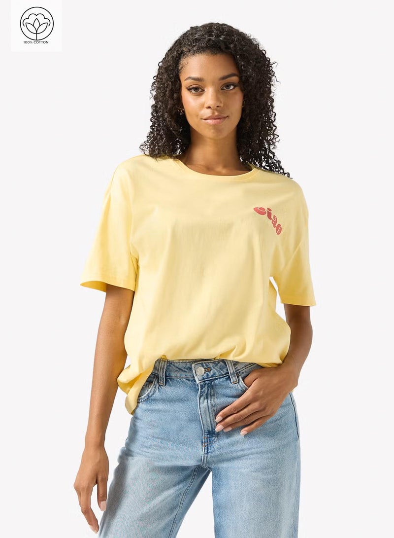 جينجر تيشيرت قطن كبير مطبوع للسفر - Image 3