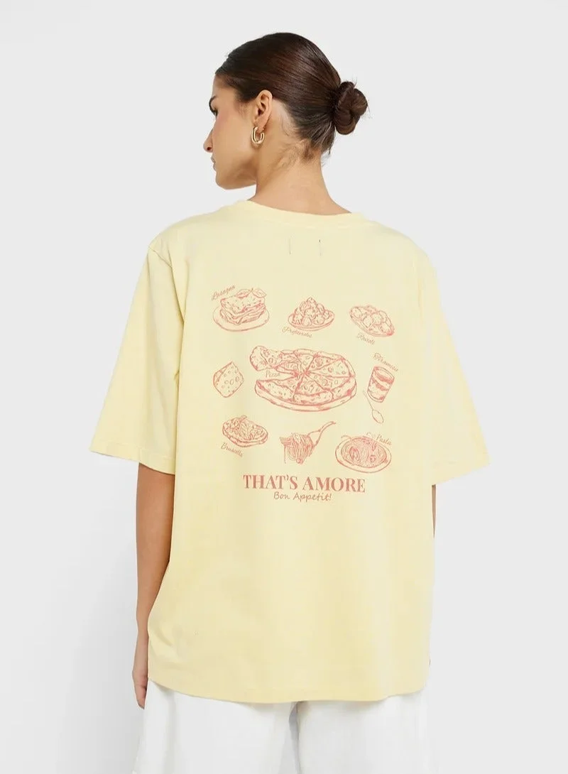 Ginger Cotton Oversize Travel Graphic T-shirt