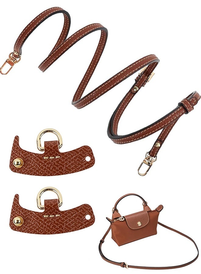 Leather Shoulder Strap Set Mini Bag Straps for Handbags,Conversion Kit Shoulder Strap for Shoulder Bags,Adjustable Unperforated and Removable(Brown) - Image 1