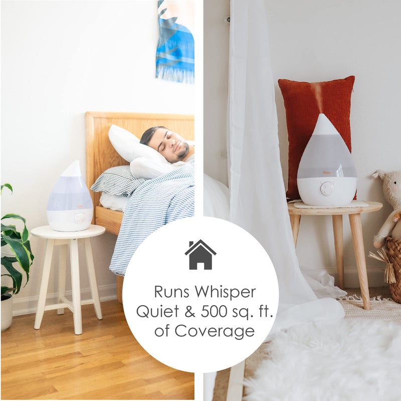 Crane White Drop Ultrasonic Cool Mist Teardrop Humidifier, 1 Gallon Tank, Baby Humidifier for Nursery, Bedroom, Plants, Office, Adjustable Mist Levels - Image 4