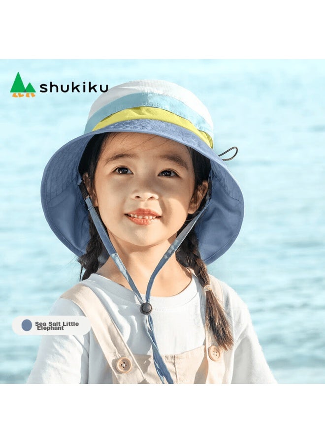 Shukiku Children's Sun Protection Hat, Uv-resistant Sun Hat, Adjustable Sun Visor, Breathable Fisherman Hat, Khaki Little Elephant, Size L