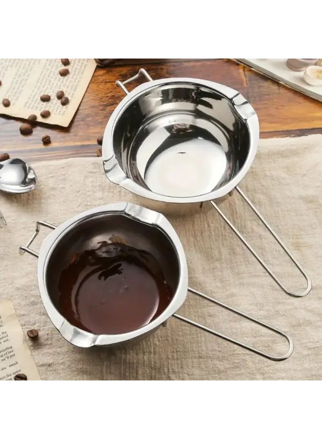 Silvery Stainless Steel Melting Pot Heavy Duty Insulated Baking Bowl For Chocolate Wax Candle Fondue Stovetop Induction - Image 2