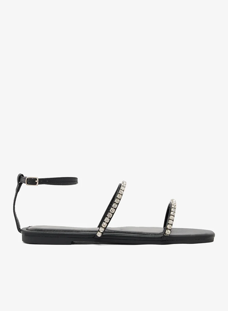 Rhinestone Detail Flat Sandals