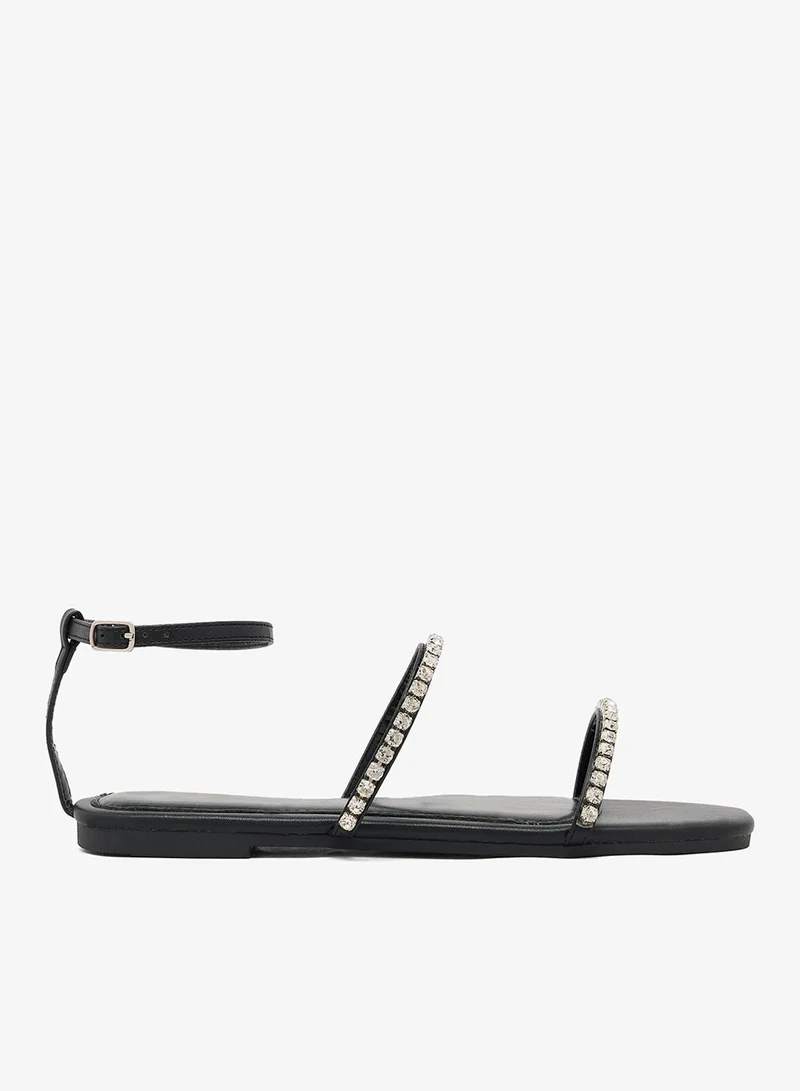 Ella Rhinestone Detail Flat Sandals