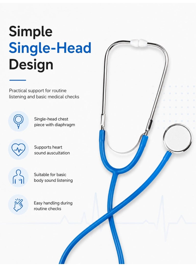 B.Well WS-1 Blue Professional Single-Head Stethoscope with Soft Ear Tips & Storage Bag - Image 3