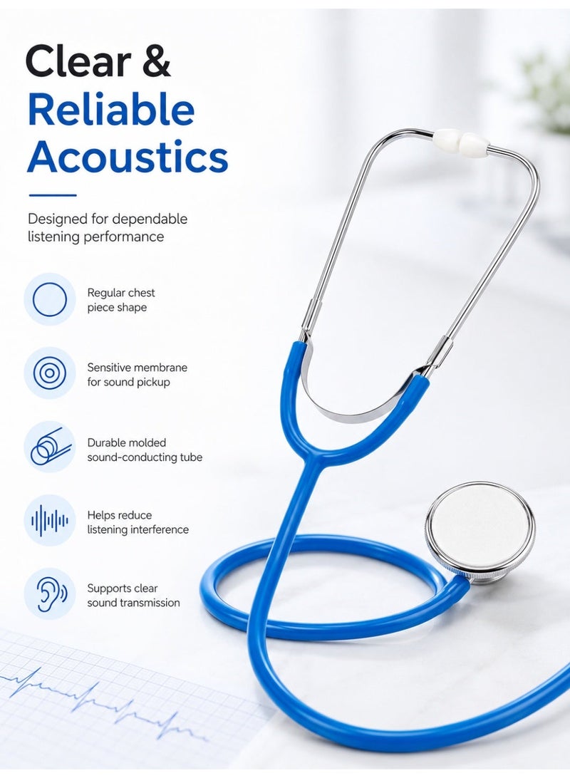B.Well WS-1 Blue Professional Single-Head Stethoscope with Soft Ear Tips & Storage Bag - Image 4